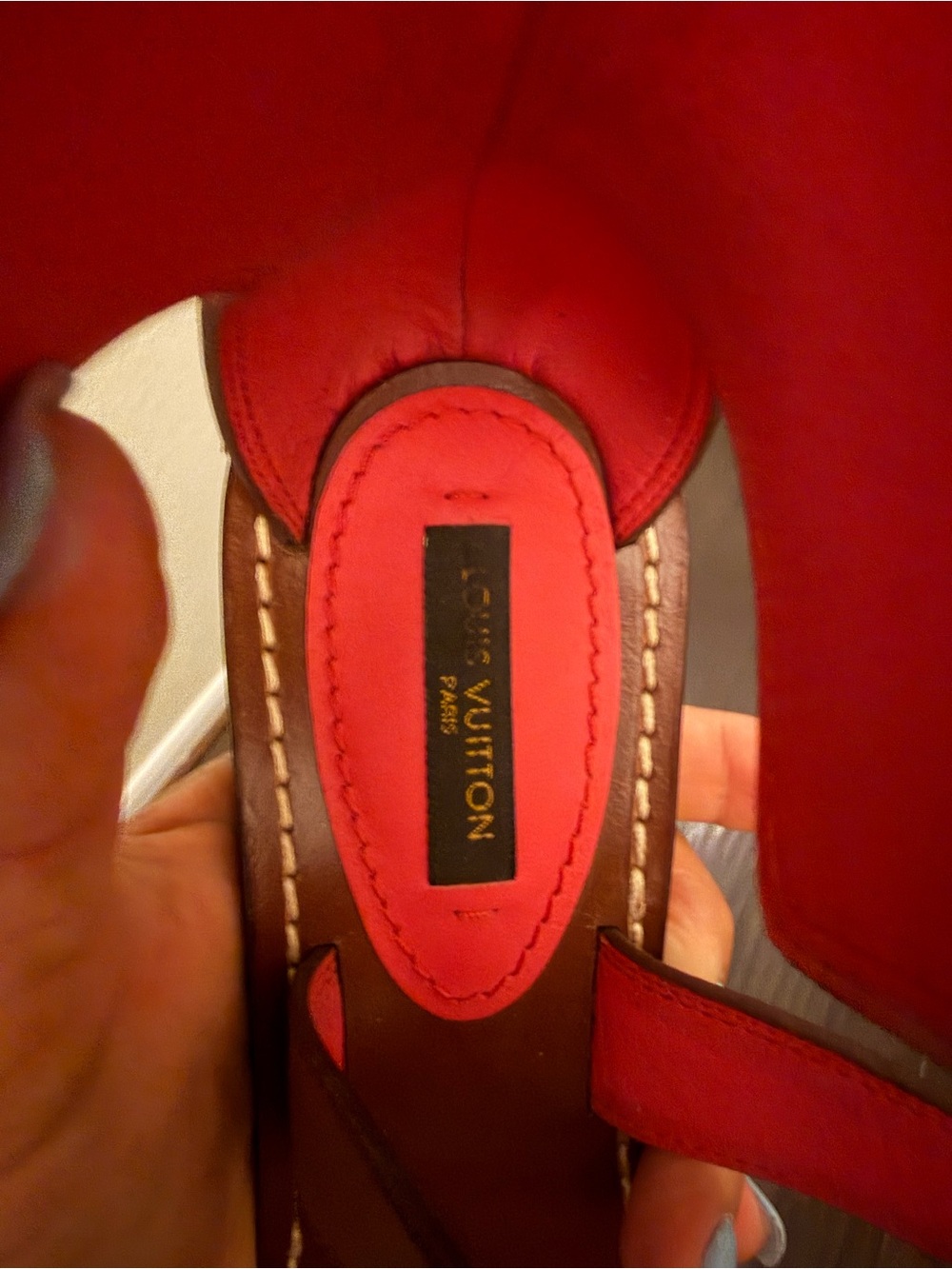 Louis Vuitton Brown Leather & Monogram Block Heel Sandals with Pink Lining. - Picture 4 of 5